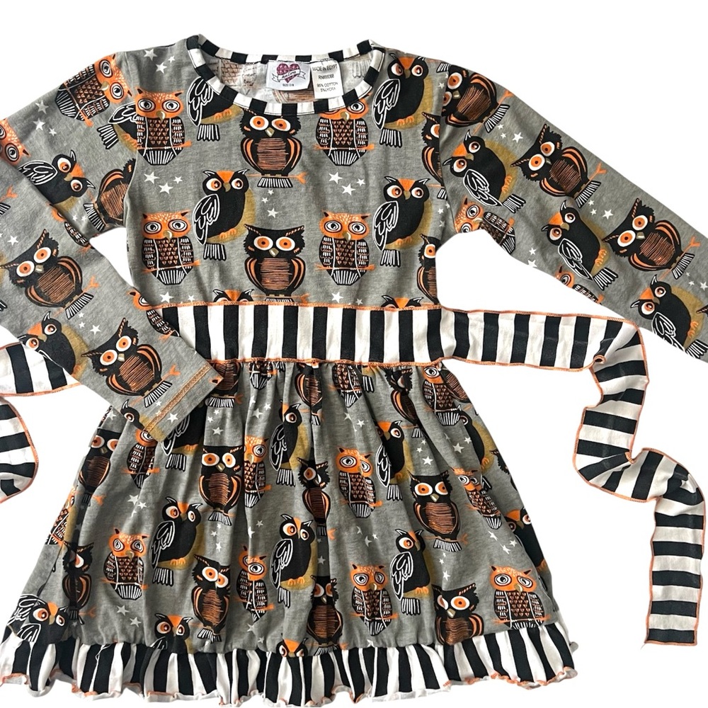 Ann Loren Fall Owl Dress - Whimsical Halloween Style - Girls Sz 7/8